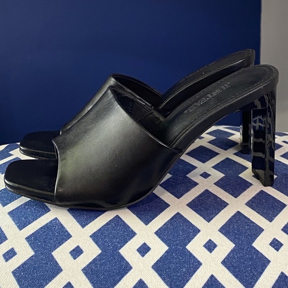 Black high heel open toe slide mules sandals Sz 6.5 Justfab - Picture 4 of 6